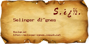 Selinger Ágnes névjegykártya